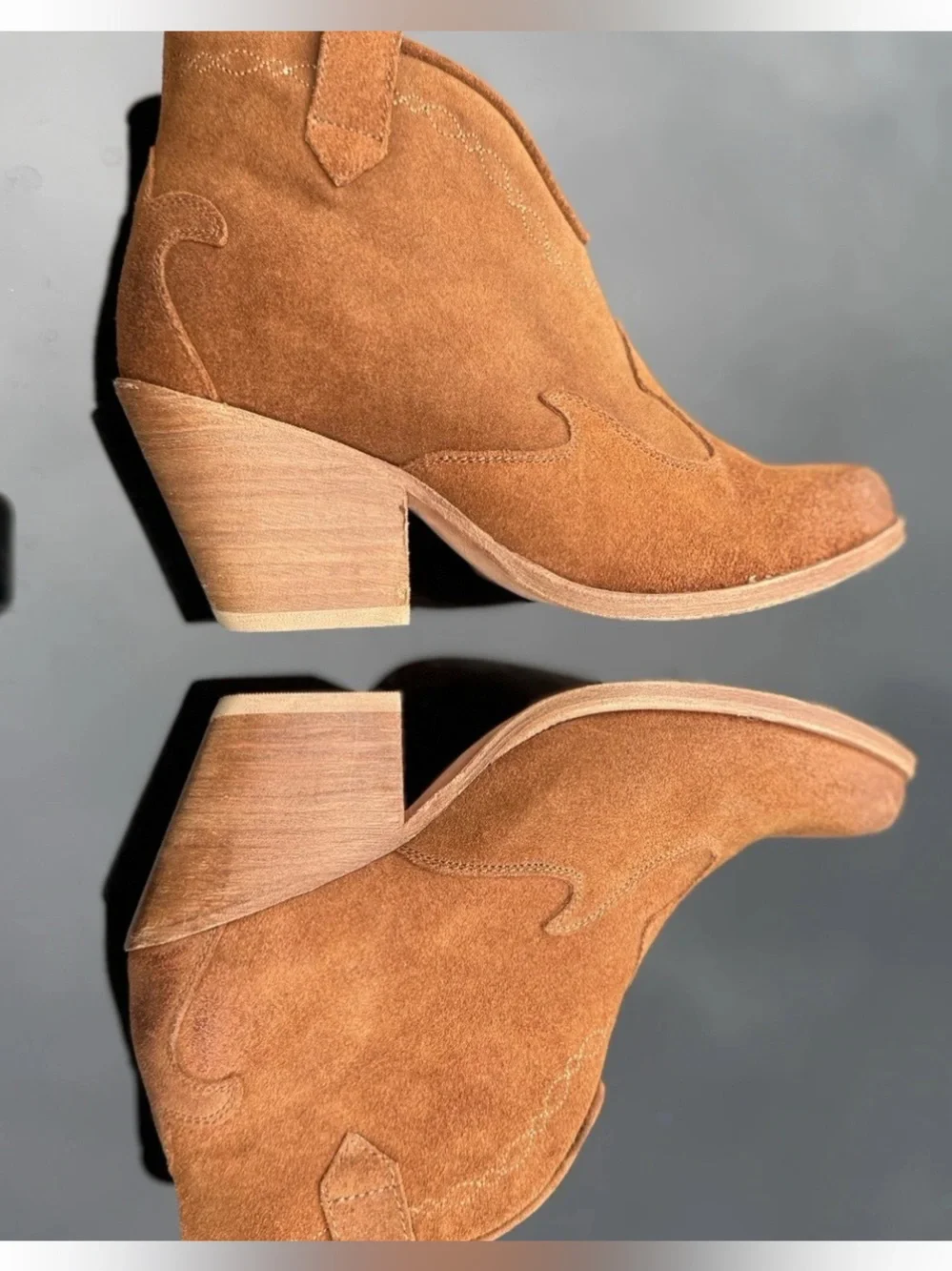 Shyanne Women’s Jodi Suede Leather Brown Western Ankle Boots Sz 6 EUC
